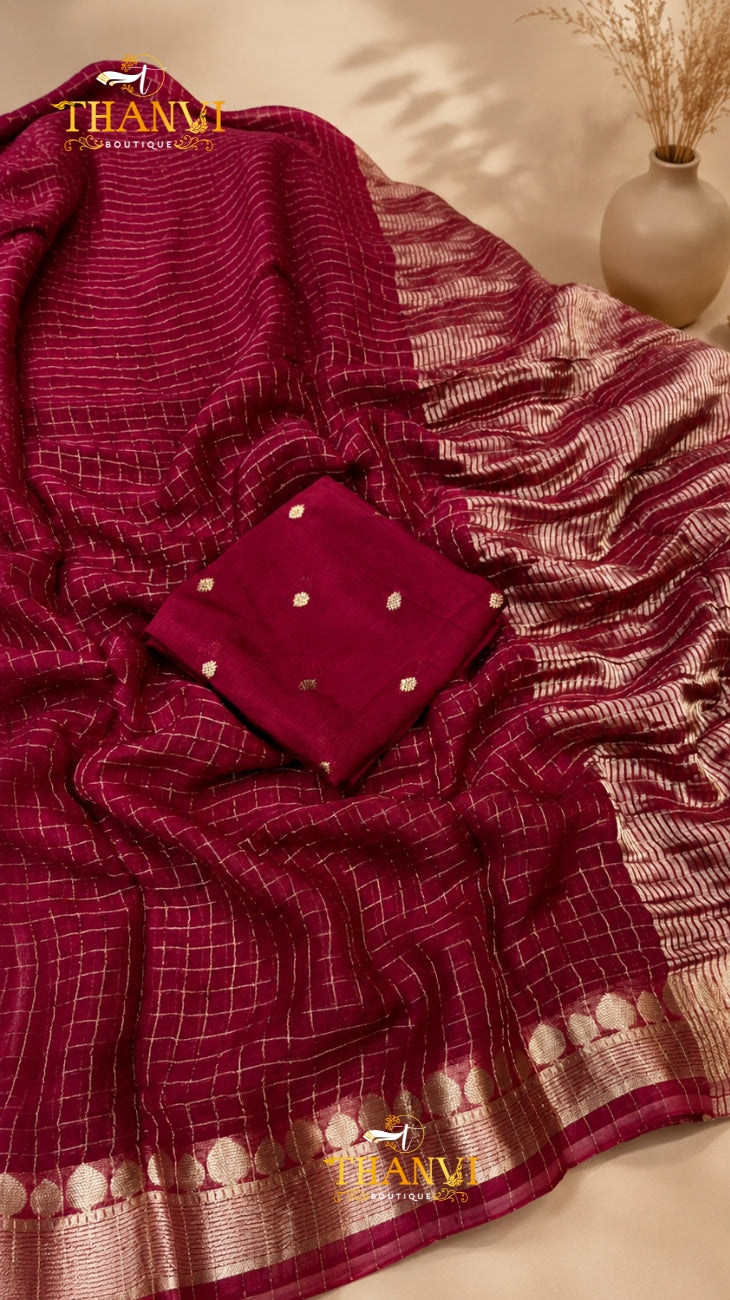 Crushed satin Saree