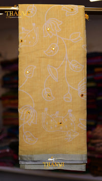 Kota Cotton Mirror Work Saree