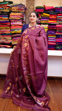Chickoo Linen Matka saree