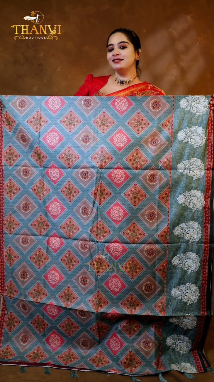 Kalamkari Embroidery Saree