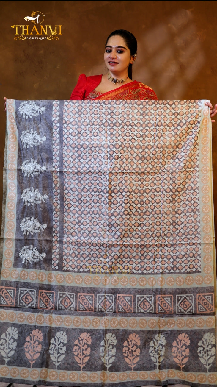 Kalamkari Embroidery Saree