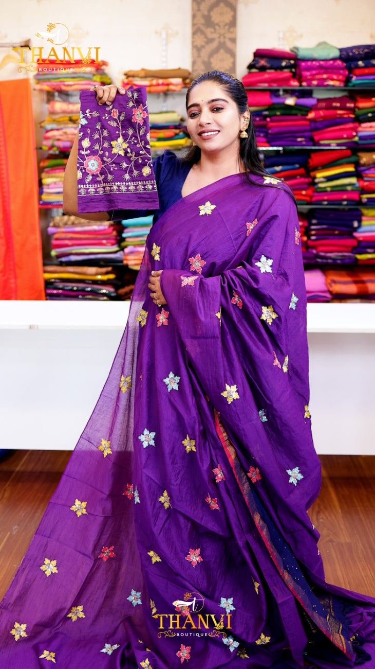 Cotton Embroidery Saree