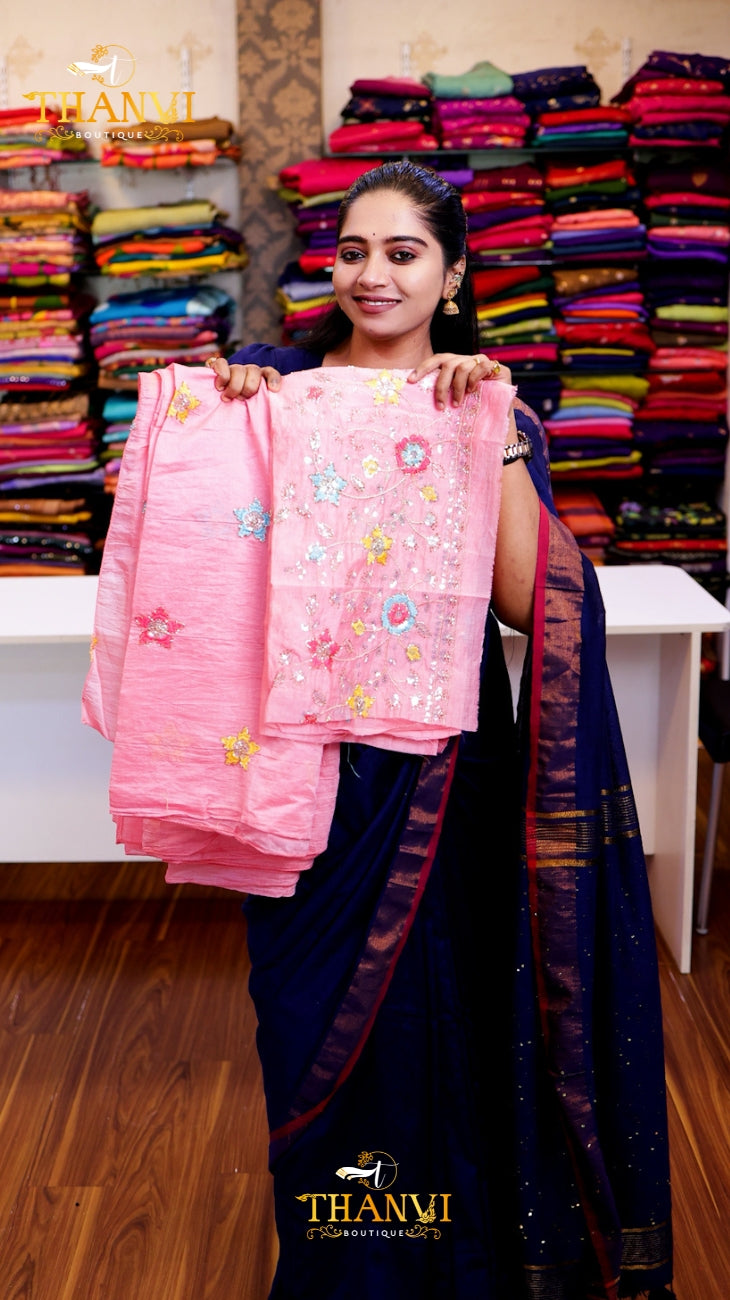 Cotton Embroidery Saree