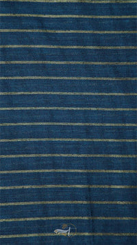 Textured fabric with blue and beige horizontal stripes