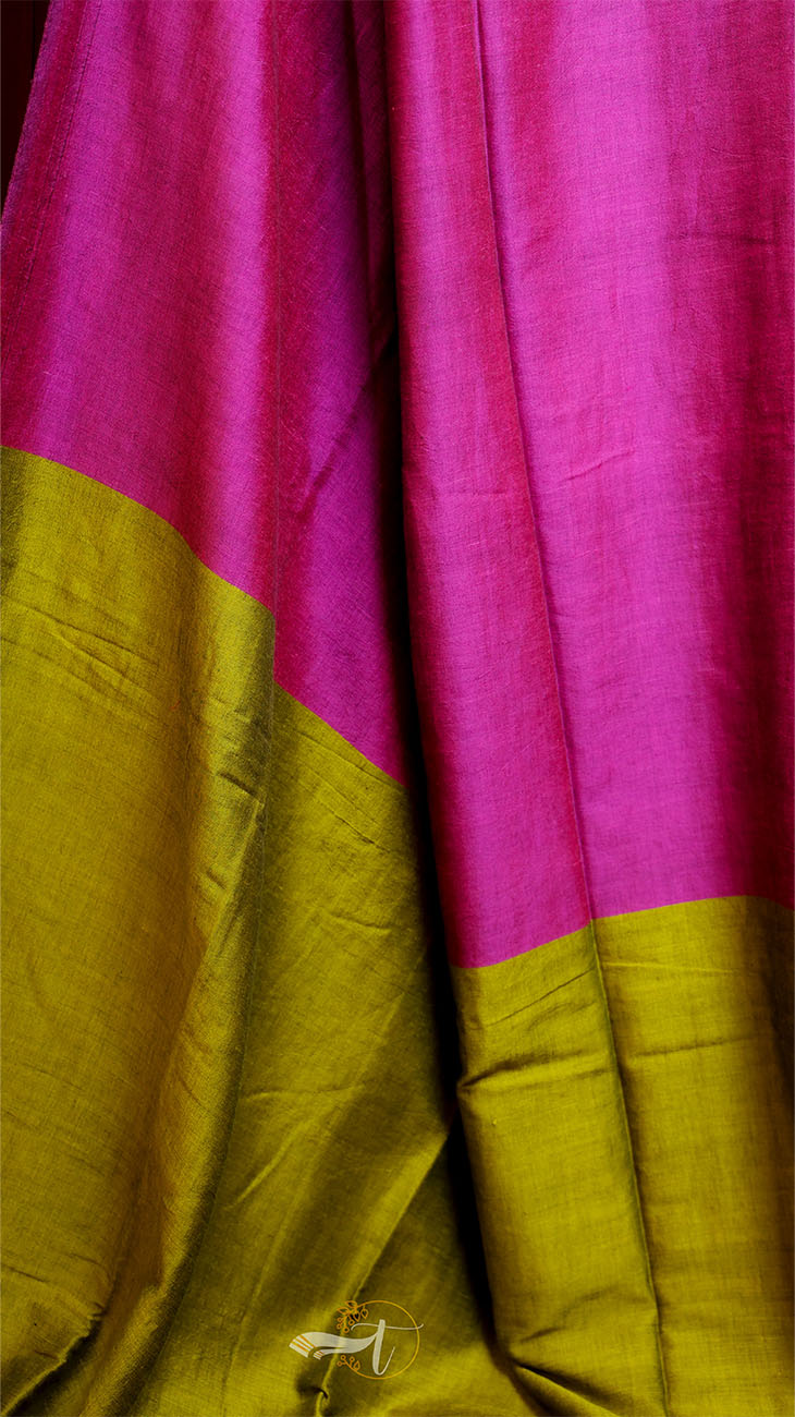 Saree with pink and green colors