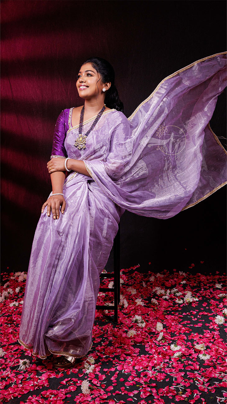 Raga Pearl Lace Tissue Saree