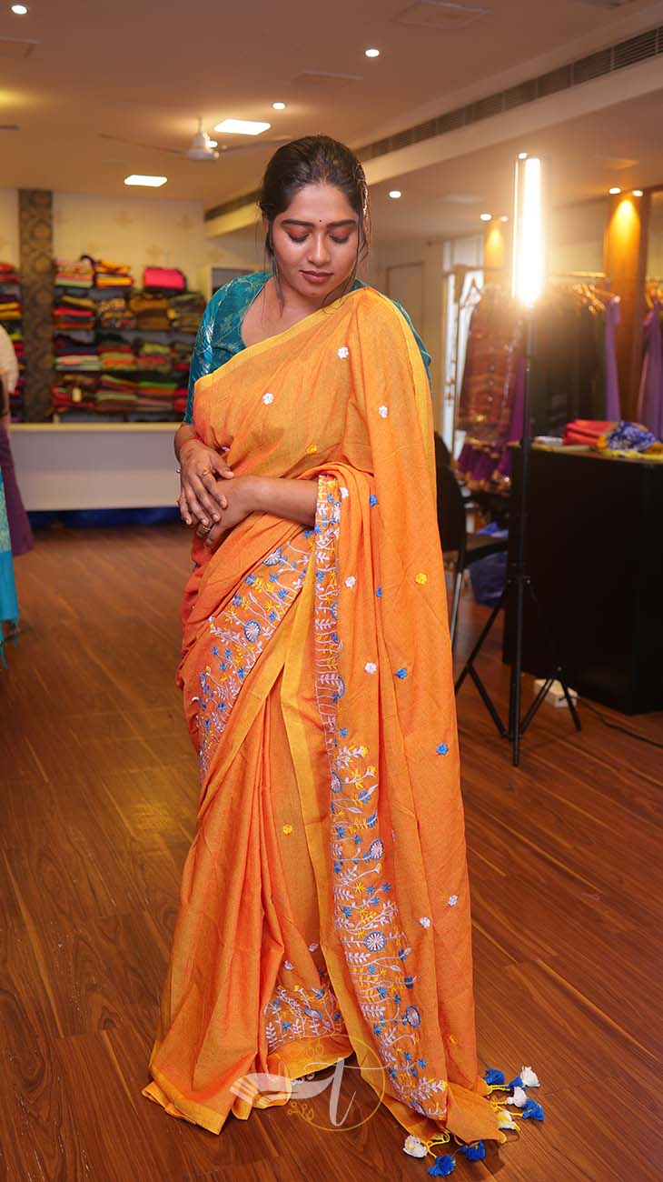 Flower Embroidery Saree