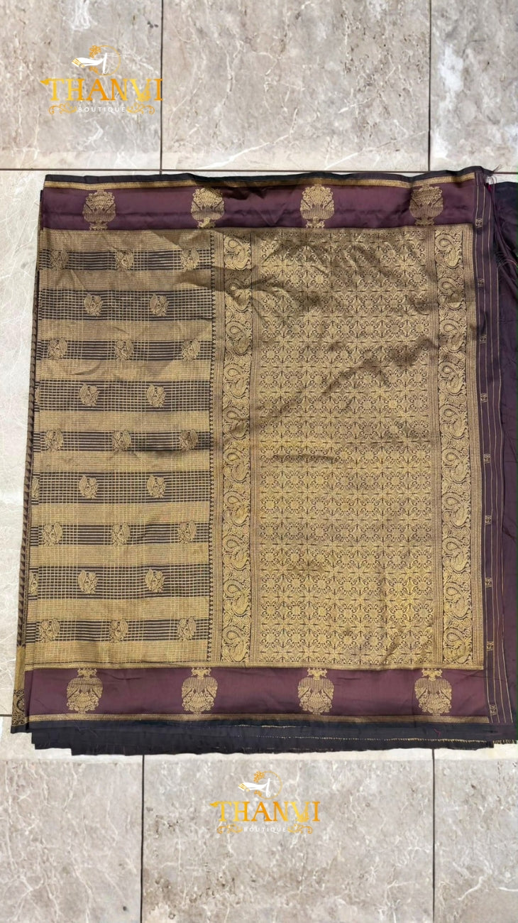 Golden Zari Border Saree