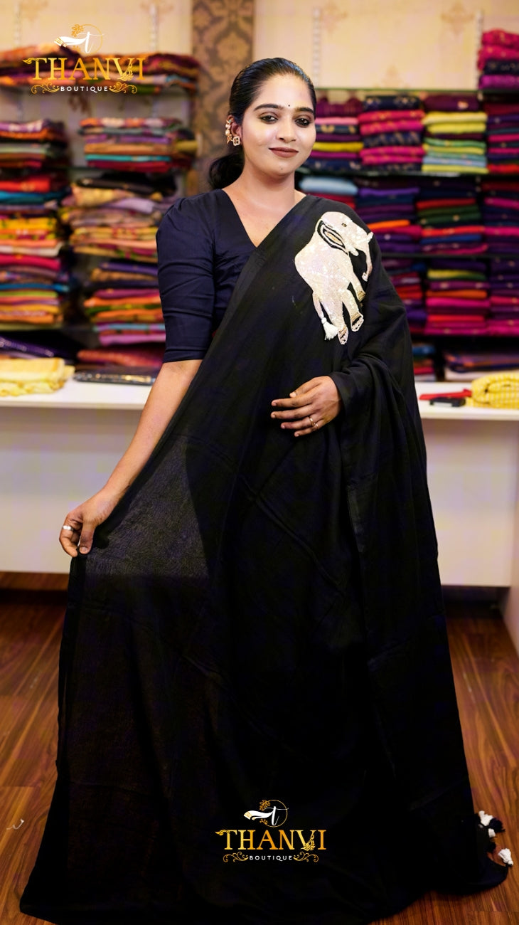 Customised Beads Work Saree