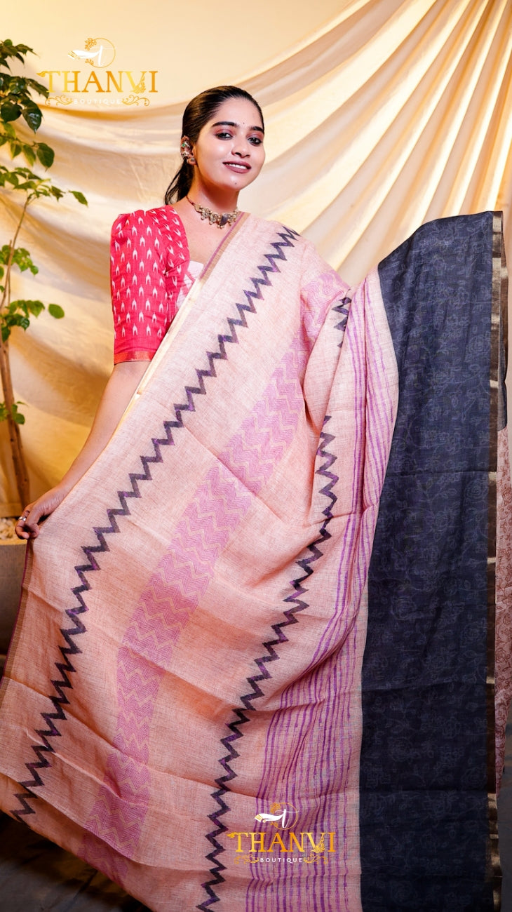 Bamboo Ikat Cotton Saree