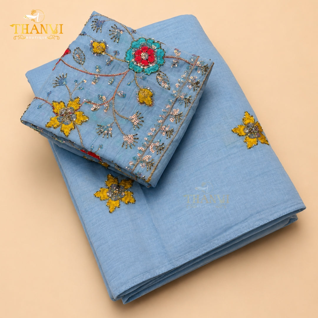 Cotton Embroidery Saree
