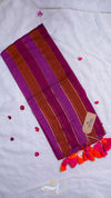 Striped scarf with tassels on a white background