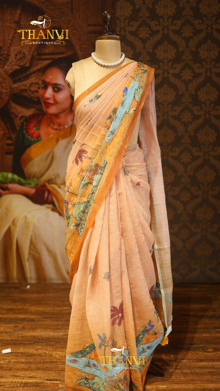 Linen Mirror Saree