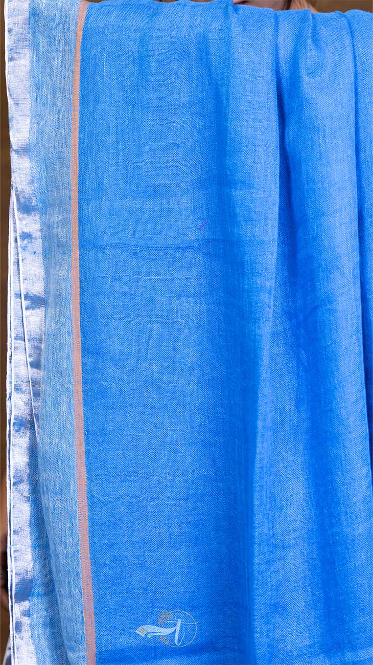 Blue fabric with white border