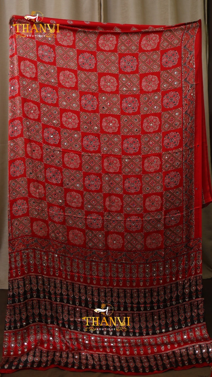 Ajrakh Modal Mirror Saree
