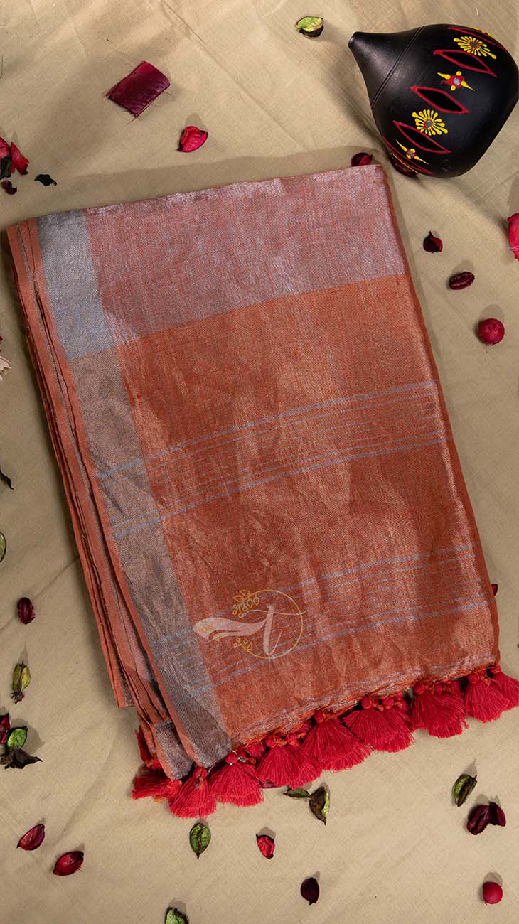 Premium Metallic Tissue Linen Saree