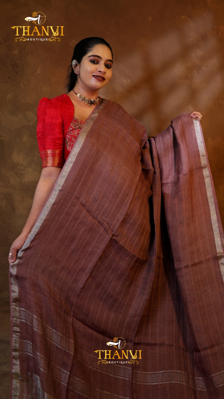 Double Zari Linen saree