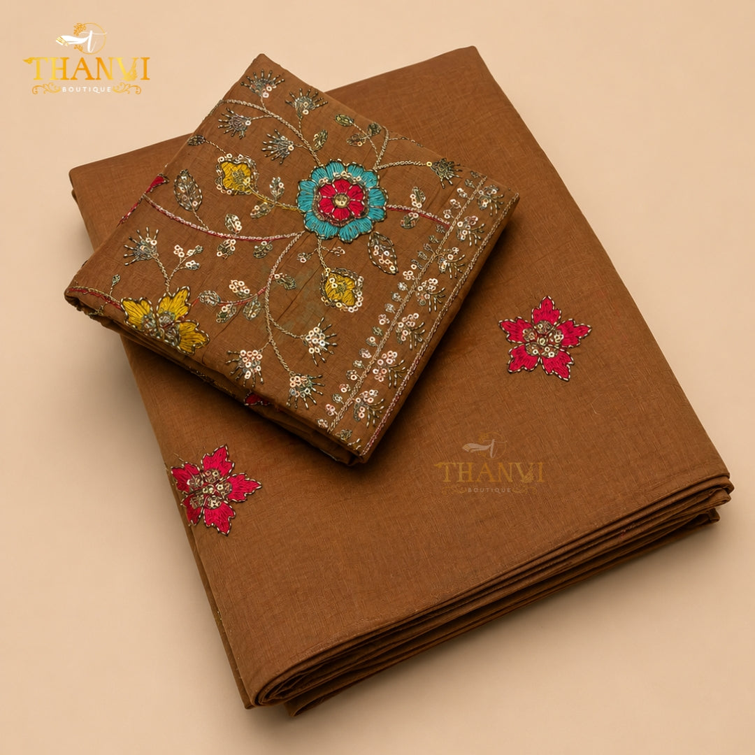 Cotton Embroidery Saree