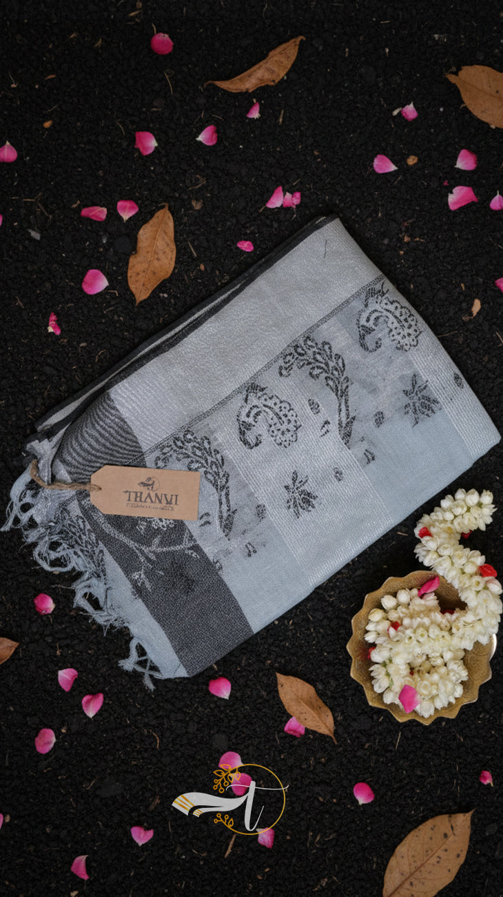 Linen Paithani Jacquard Saree