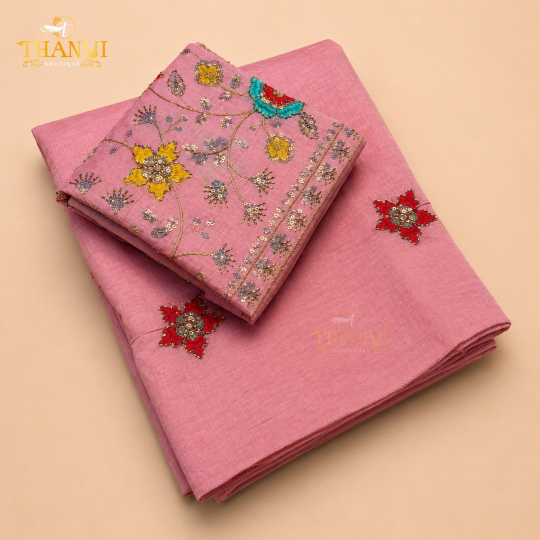 Cotton Embroidery Saree