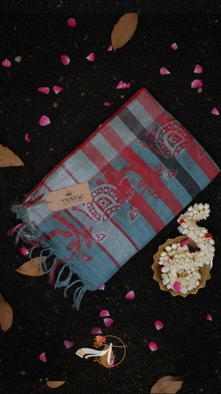 Linen Paithani Jacquard Saree