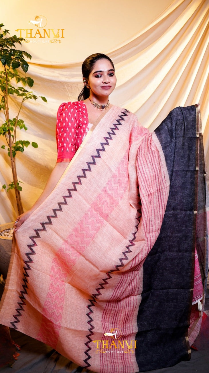 Bamboo Ikat Cotton Saree