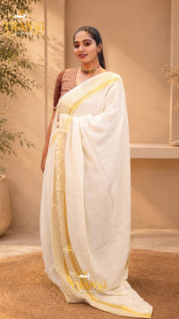 Golden String Border Saree