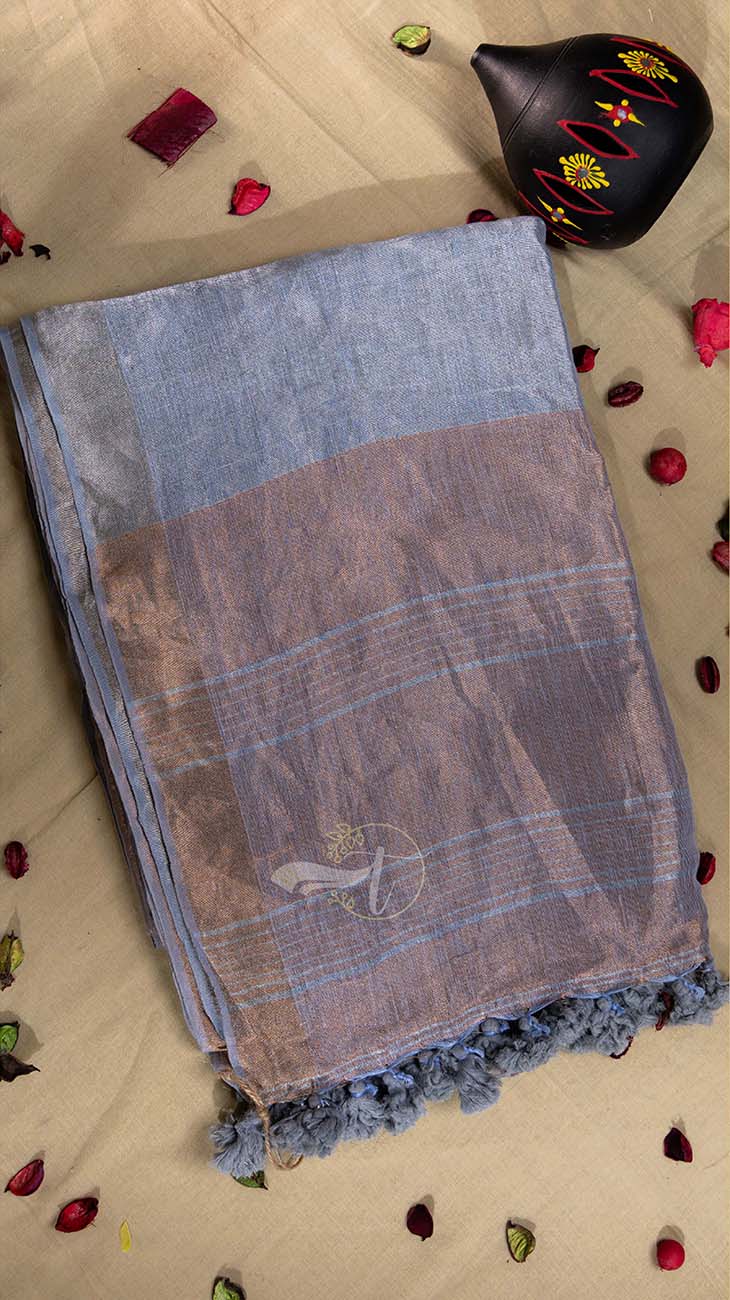 Premium Metallic Tissue Linen Saree