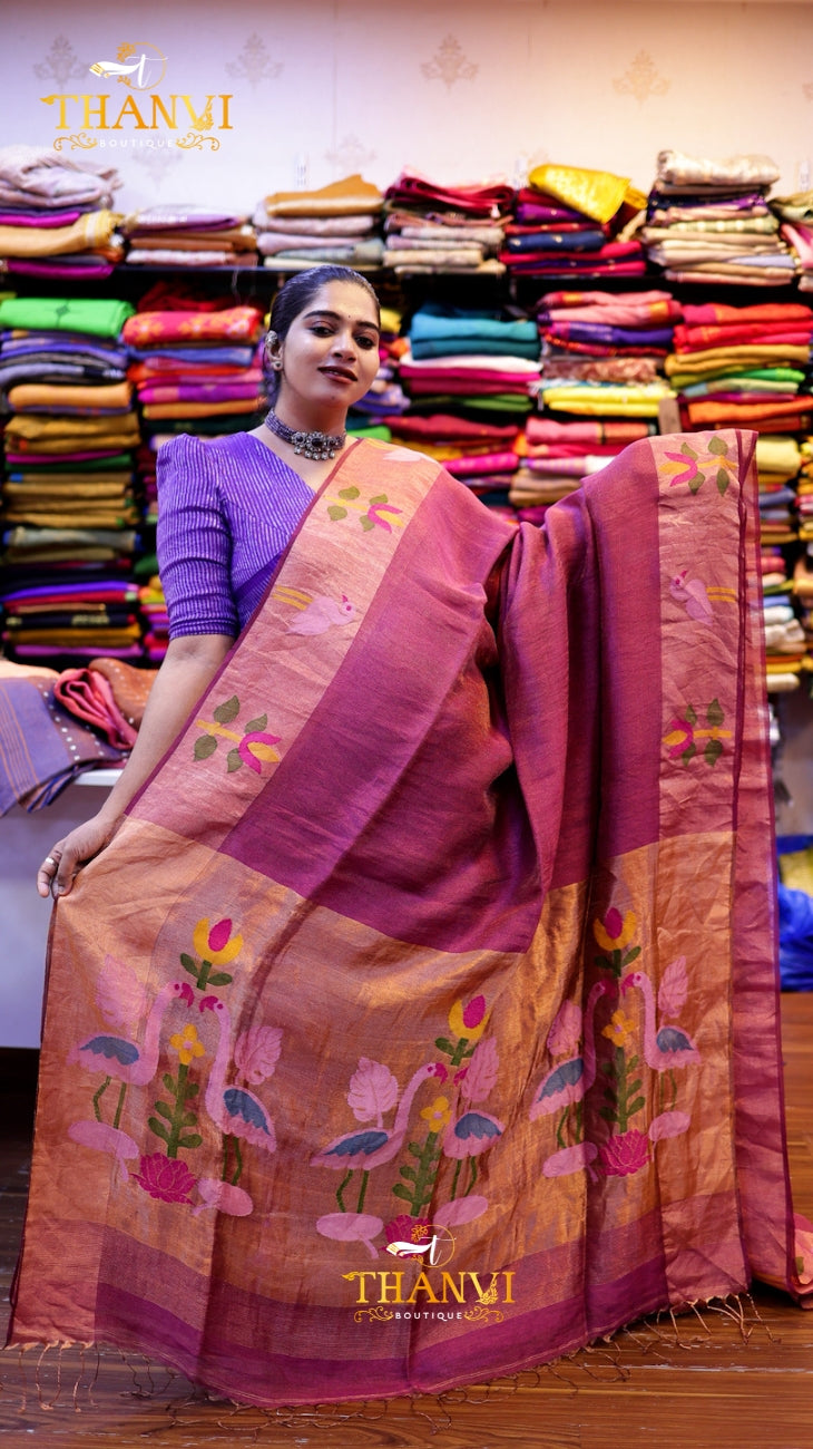 Matka Tissue Linen Saree
