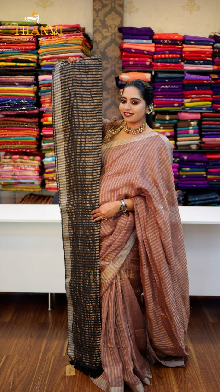 Metallic Linen Saree