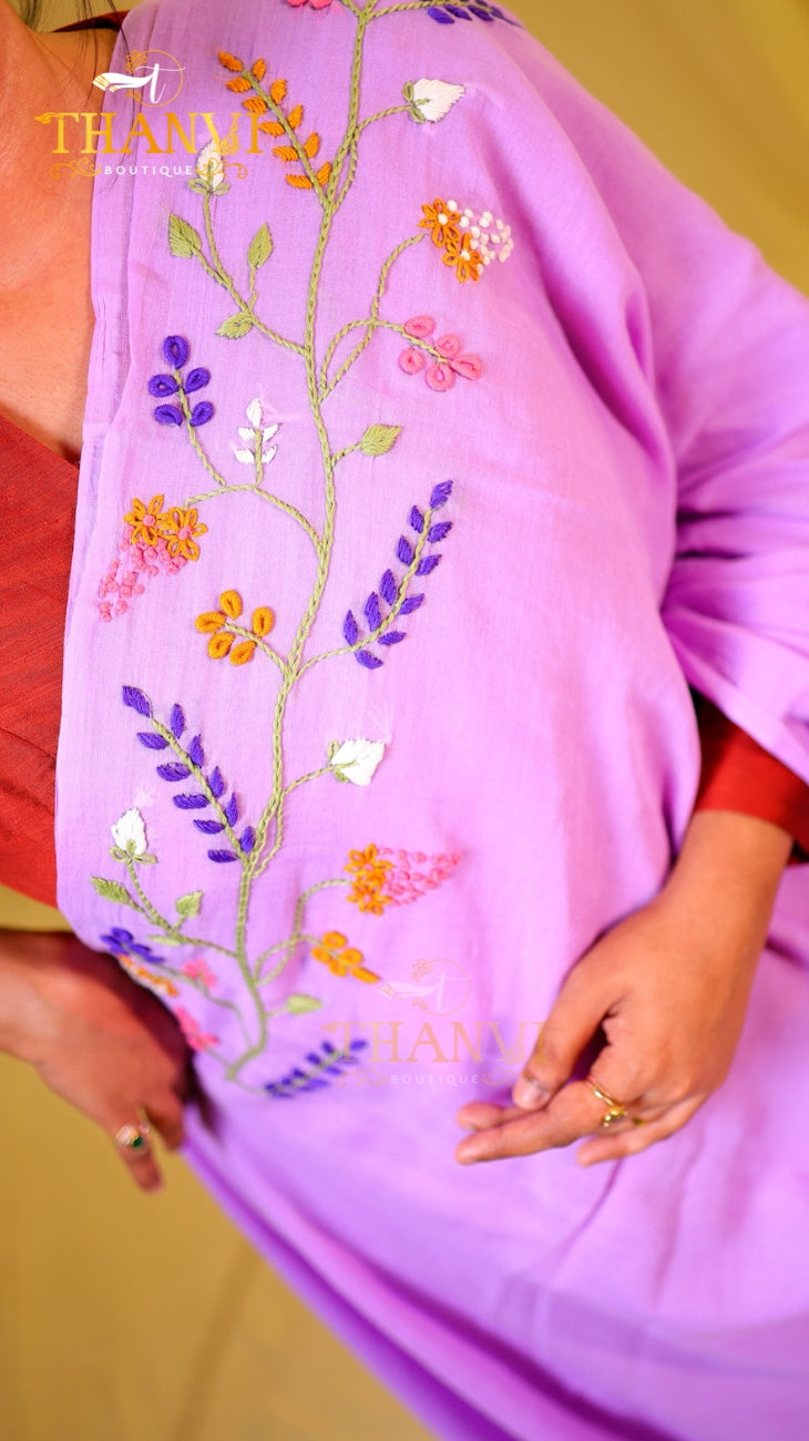 F Emb Modal Cotton Saree