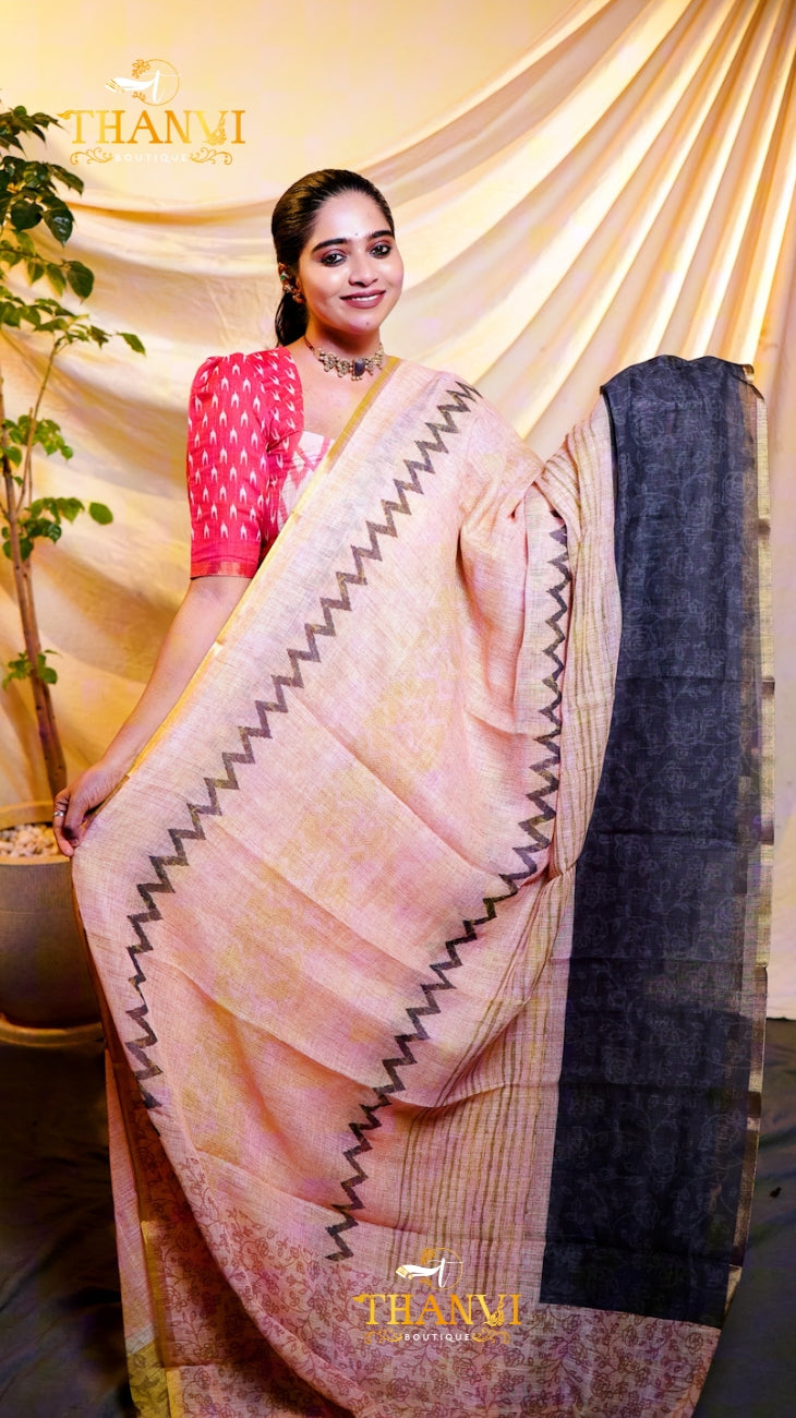 Bamboo Ikat Cotton Saree