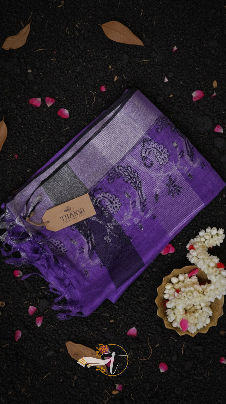 Linen Paithani Jacquard Saree