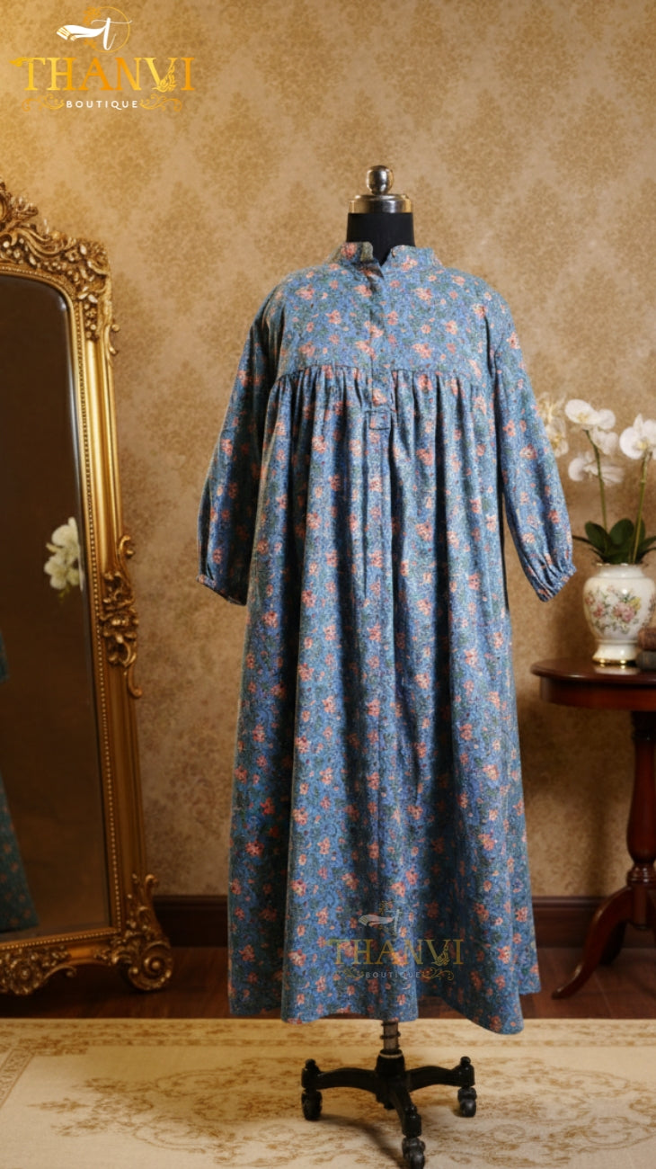 Casual Color Neck Gather Cotton Top with Pant