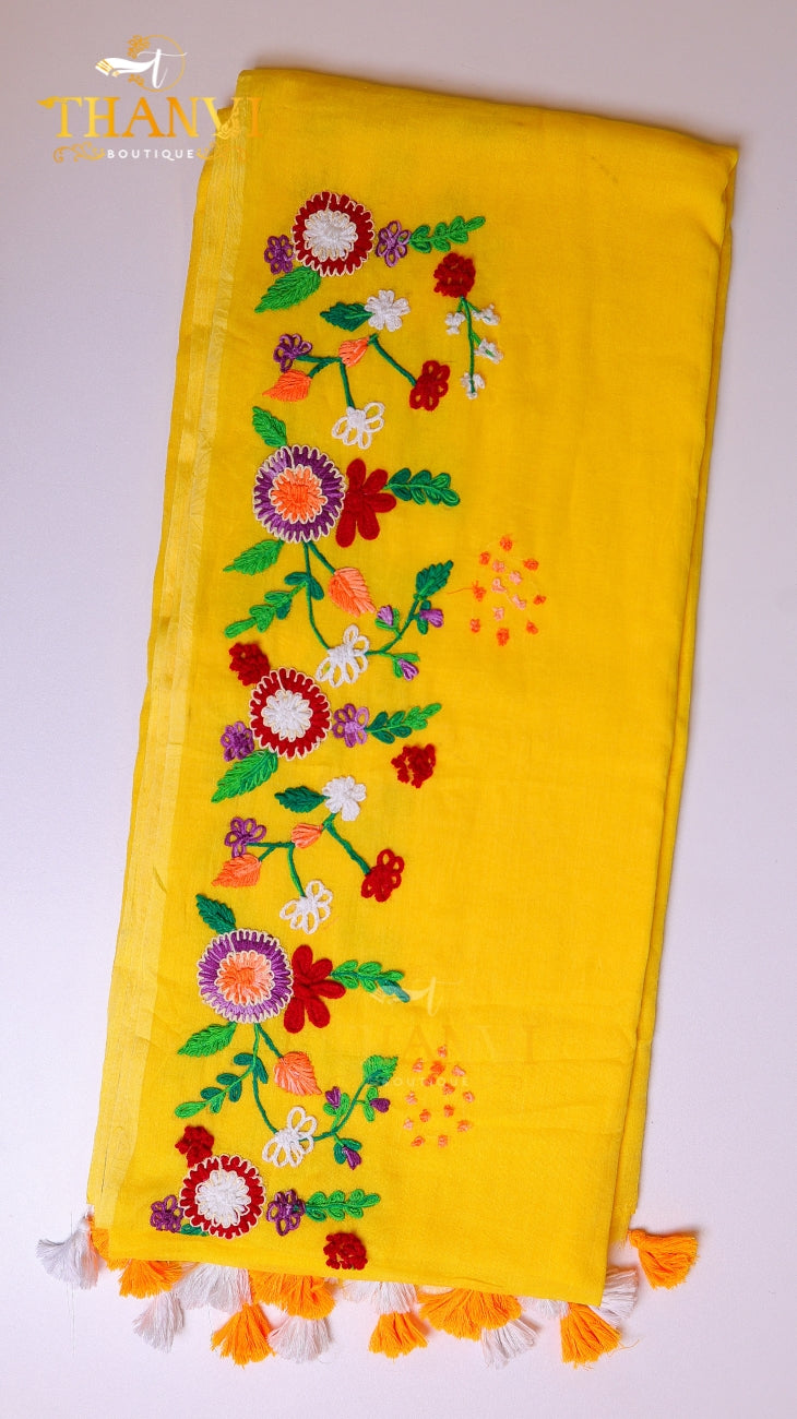 Couture Embroidery Cotton Saree