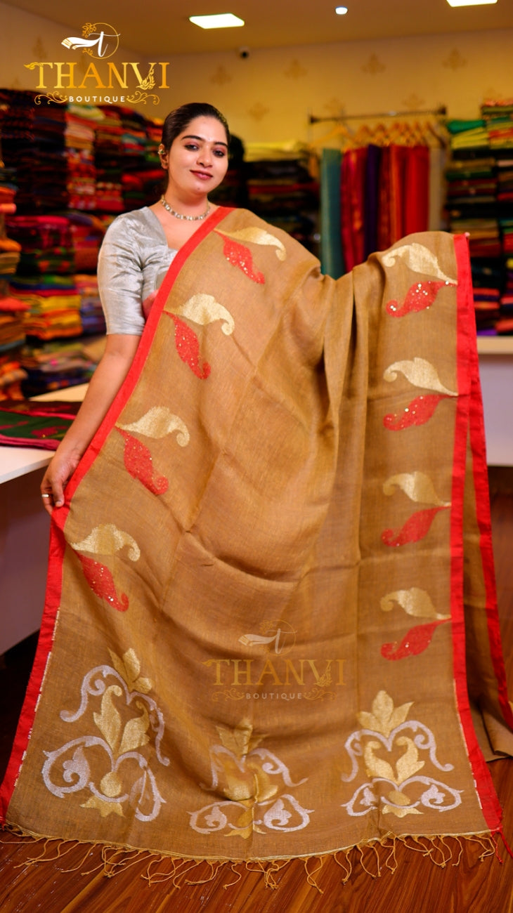 Crystal Linen Saree