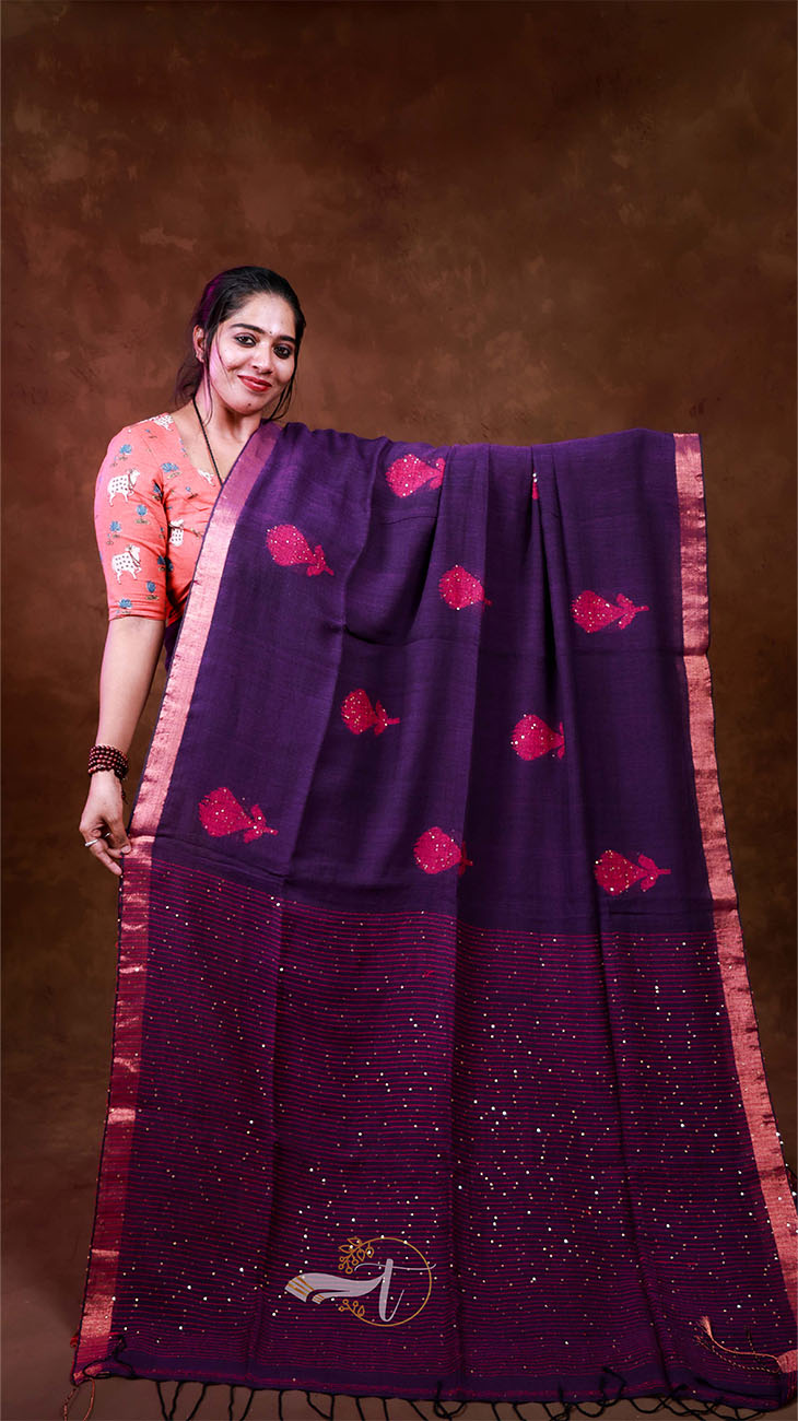 Mushroom Linen Saree