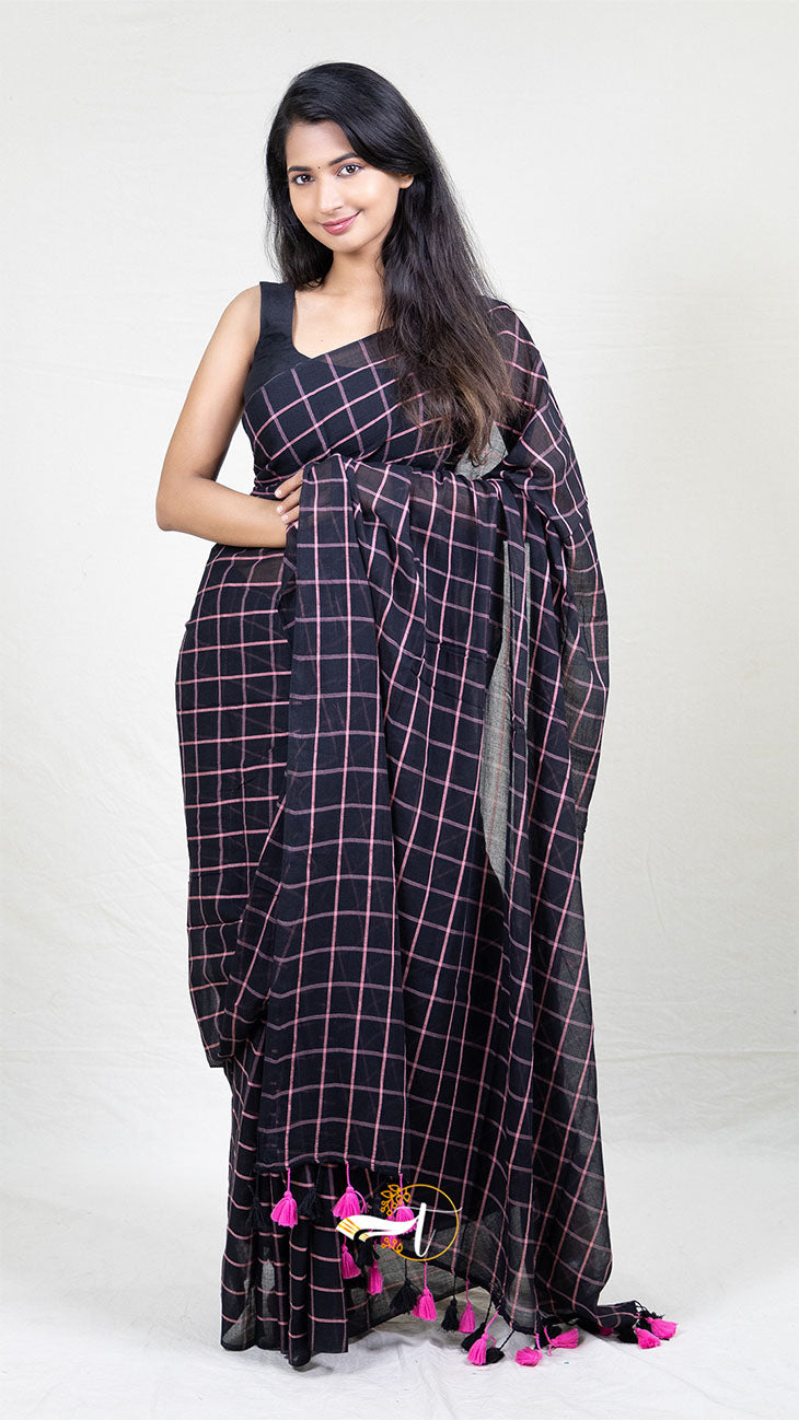 Popstick Checks Saree
