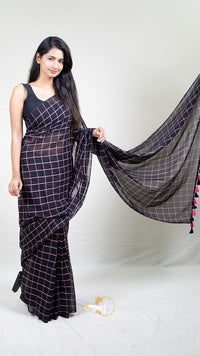 Popstick Checks Saree