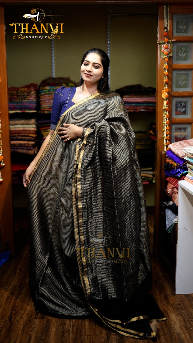 Double Zari Linen Saree