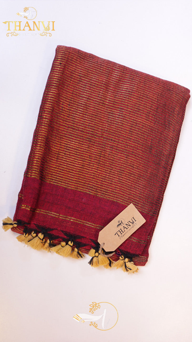 Double Zari Linen Saree