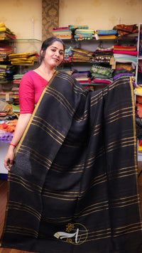 Double Zari Linen Saree