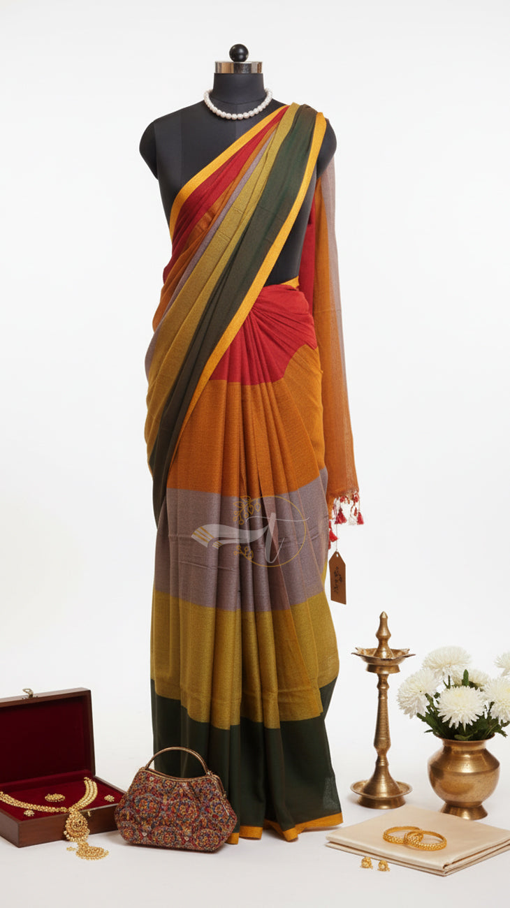 Five Shade Cotton Saree