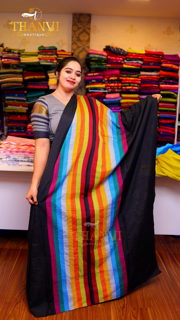 Fancy Checks Stripes Saree