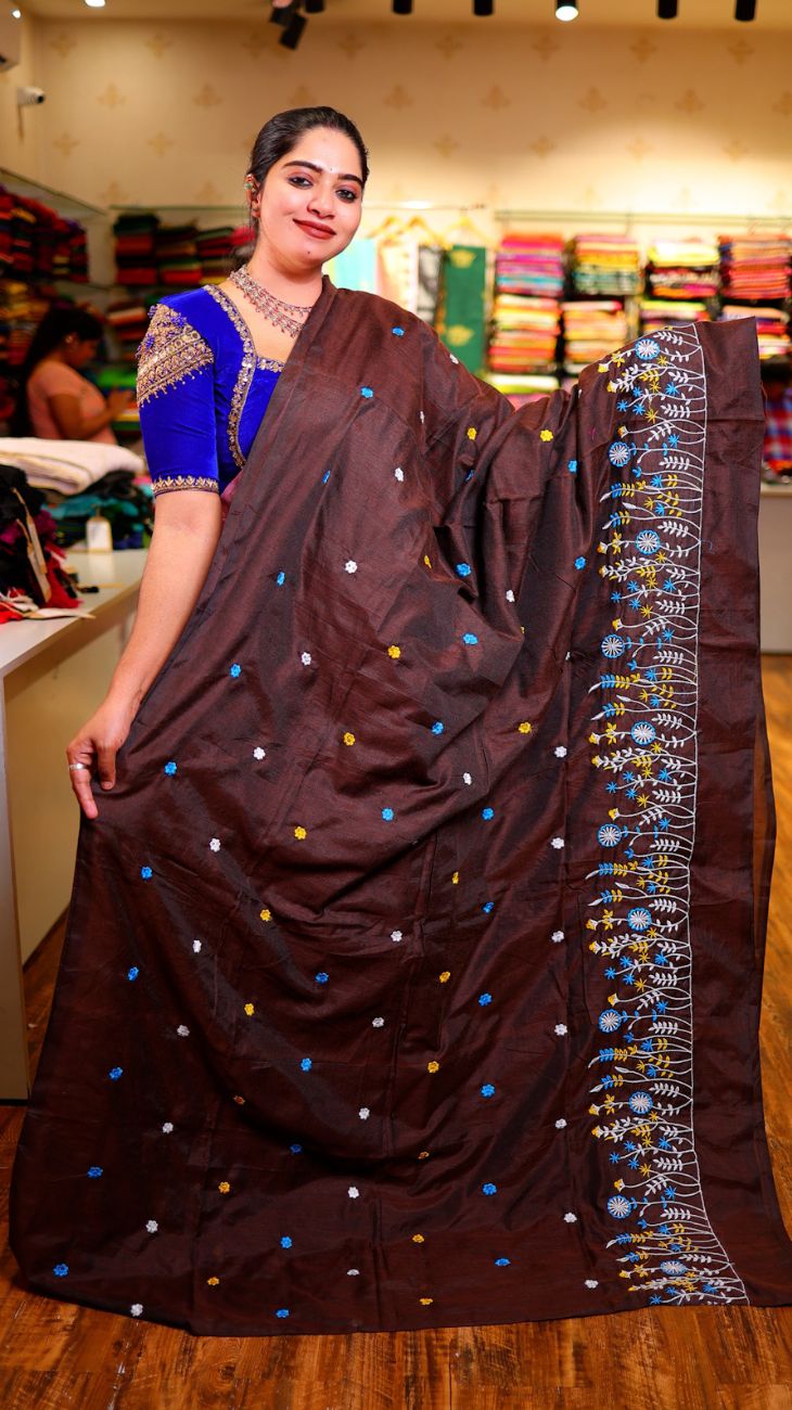 Flower Embroidery Saree