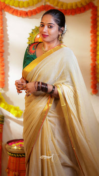 Golden String Border Saree
