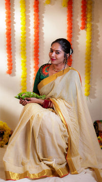Golden String Border Saree