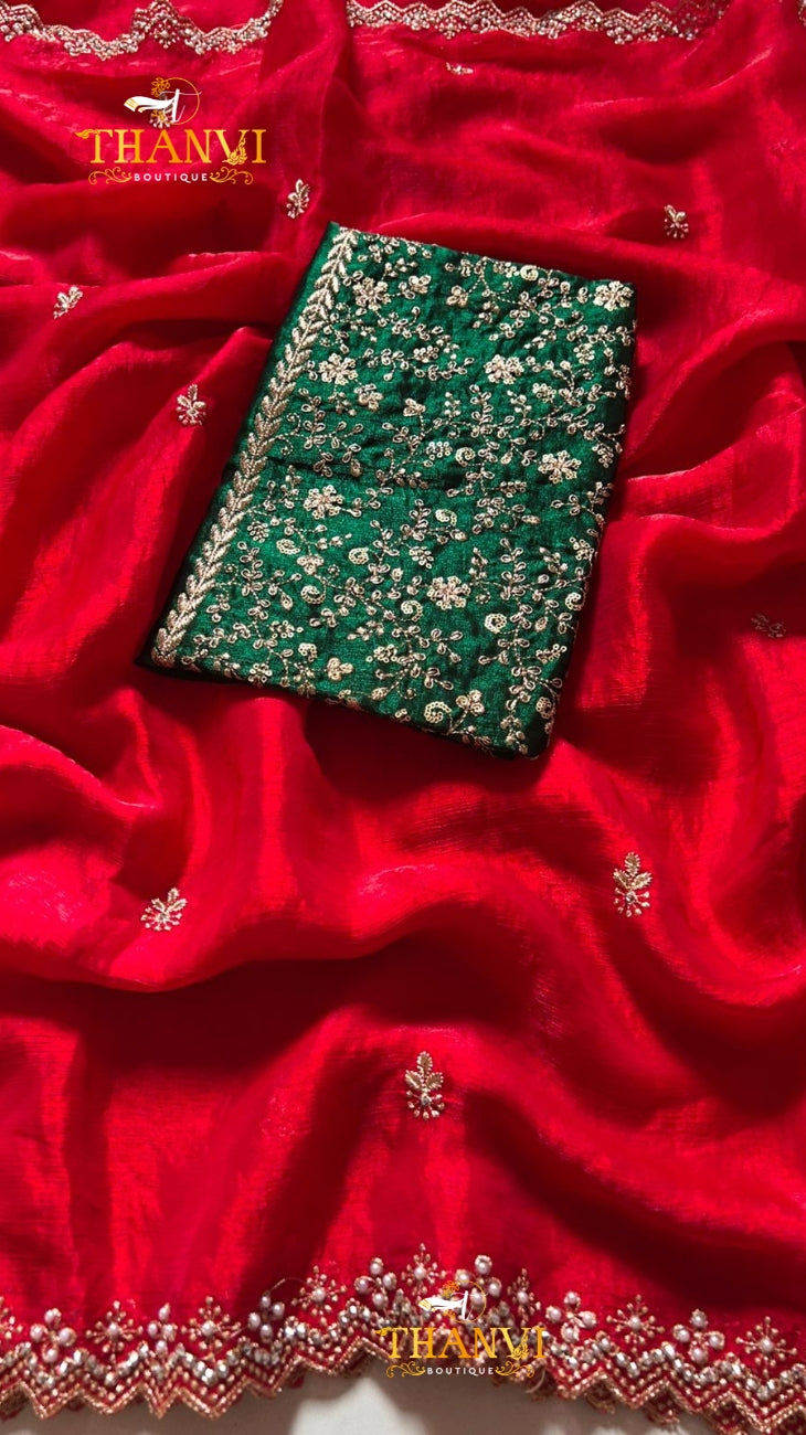 Crunchy chiffon saree