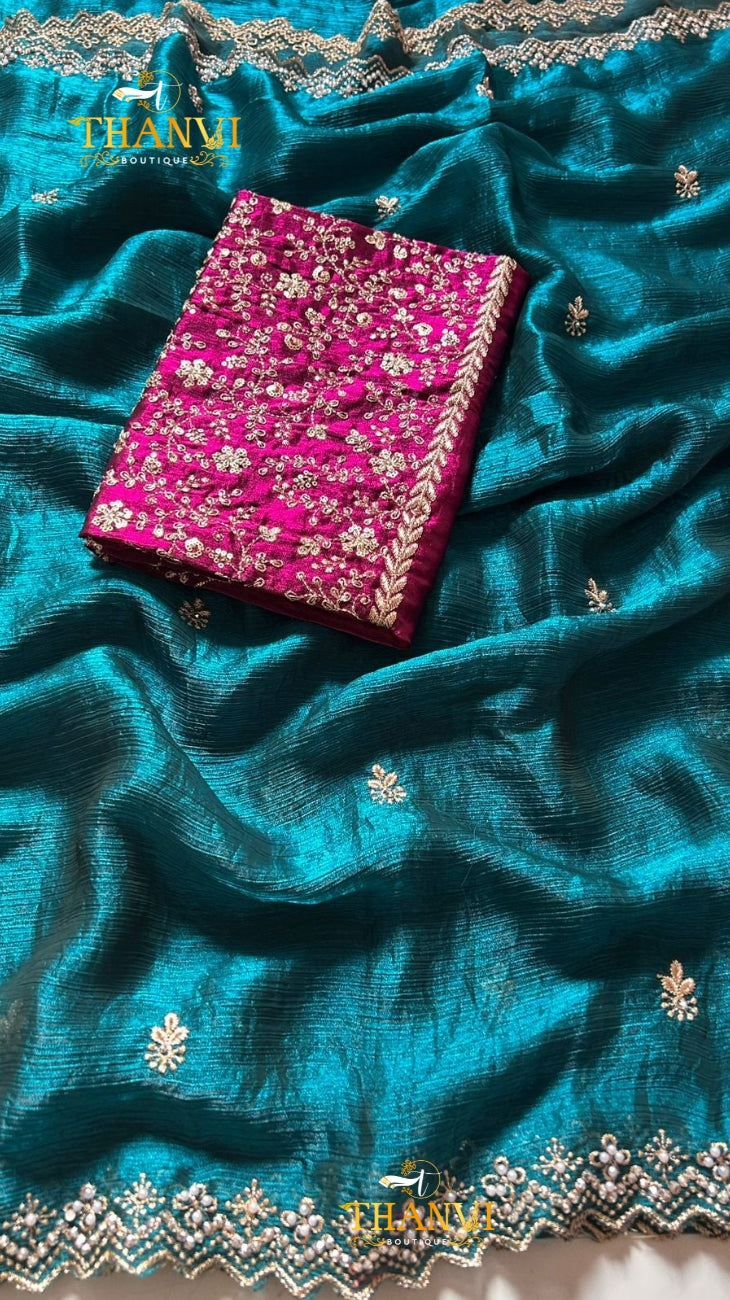 Crunchy chiffon saree