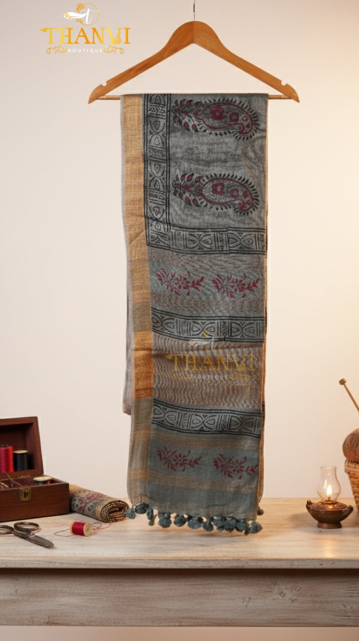 Iyal print linen Saree